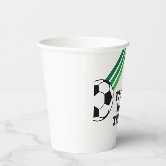 サッカーストライプグリーンハットトリック3歳の誕生日 紙コップ (右)