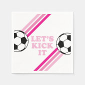 サッカーストライプピンクの誕生日 スタンダードカクテルナプキン (正面)