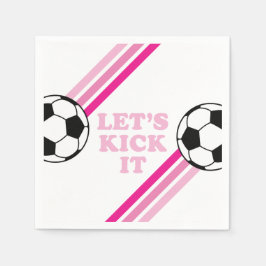 サッカーストライプピンクの誕生日 スタンダードカクテルナプキン