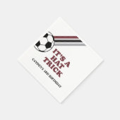 サッカーストライプマルーンのハットトリック三歳の誕生日 スタンダードカクテルナプキン (角)