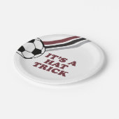 サッカーストライプマルーンのハットトリック三歳の誕生日 ペーパープレート (アングル)