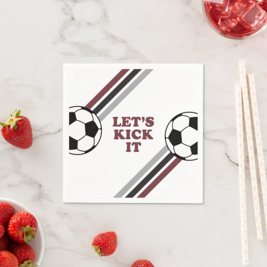 サッカーストライプマルーンの誕生日 スタンダードカクテルナプキン (インサイチュ)