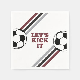 サッカーストライプマルーンの誕生日 スタンダードカクテルナプキン