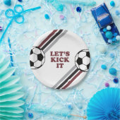 サッカーストライプマルーンの誕生日 ペーパープレート (パーティー)