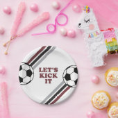 サッカーストライプマルーンの誕生日 ペーパープレート (パーティー)