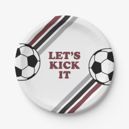 サッカーストライプマルーンの誕生日 ペーパープレート