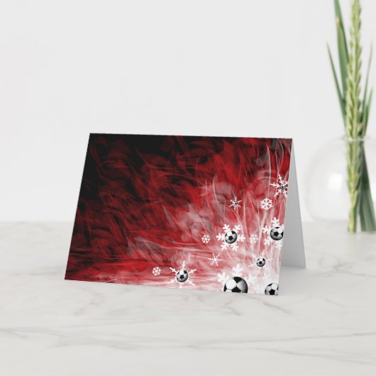 サッカースノーフレーク – クリスマス/ホリデーカード シーズンカード (正面)