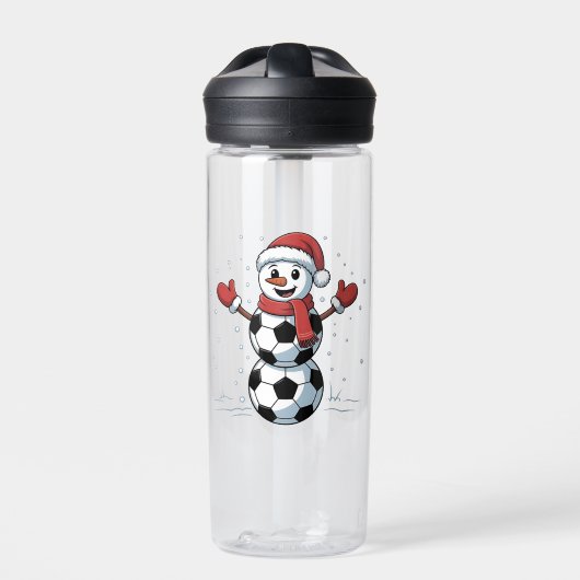 サッカースノーマンクリスマスサンタ野球スポーツ ウォーターボトル (正面)