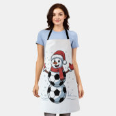 サッカースノーマンクリスマスサンタ野球スポーツ エプロン (着用した状態)