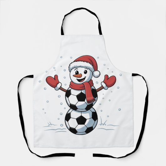 サッカースノーマンクリスマスサンタ野球スポーツ エプロン (正面)