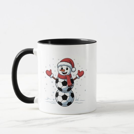 サッカースノーマンクリスマスサンタ野球スポーツ マグカップ (左)