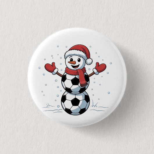 サッカースノーマンクリスマスサンタ野球スポーツ 缶バッジ (正面)