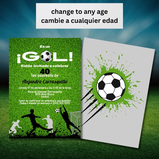 サッカースペインの男子の誕生日パーティーAny Age 招待状