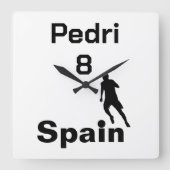 サッカースペインの、カスタマイズ可能 スクエア壁時計 (正面)