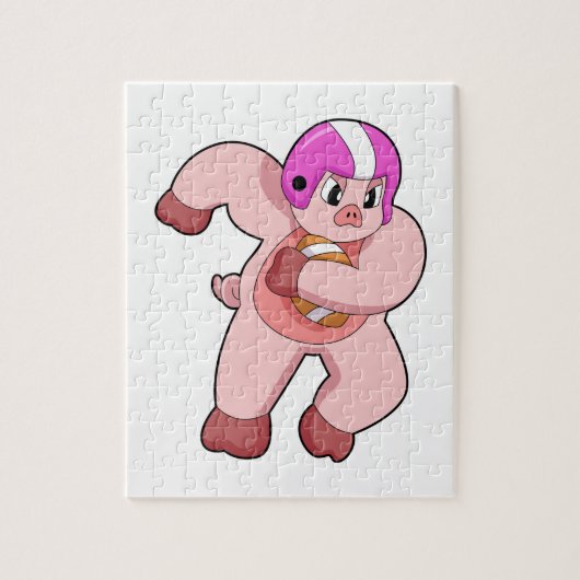 サッカースポーツで豚 ジグソーパズル (縦)