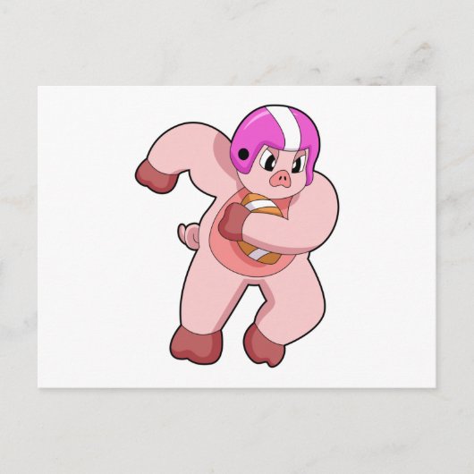 サッカースポーツで豚 ポストカード (正面)