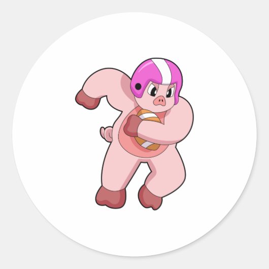 サッカースポーツで豚 ラウンドシール (正面)