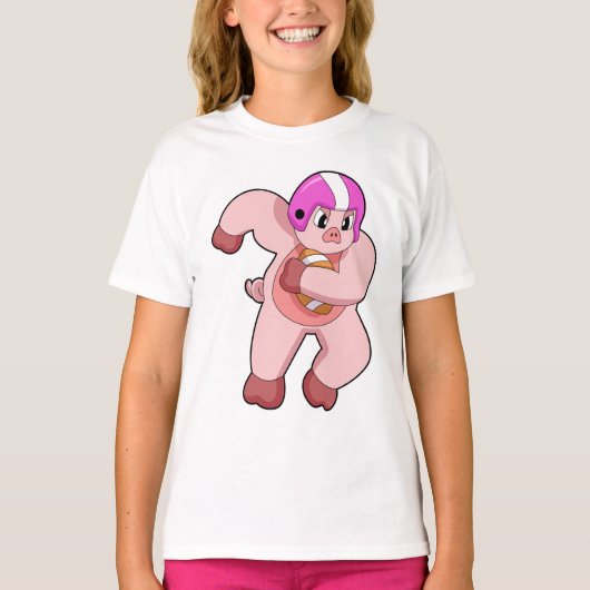 サッカースポーツで豚 Tシャツ (正面)