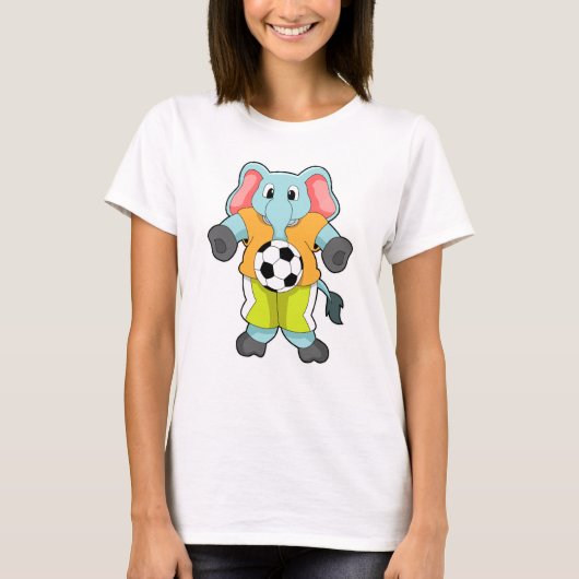 サッカースポーツで象 Tシャツ (正面)