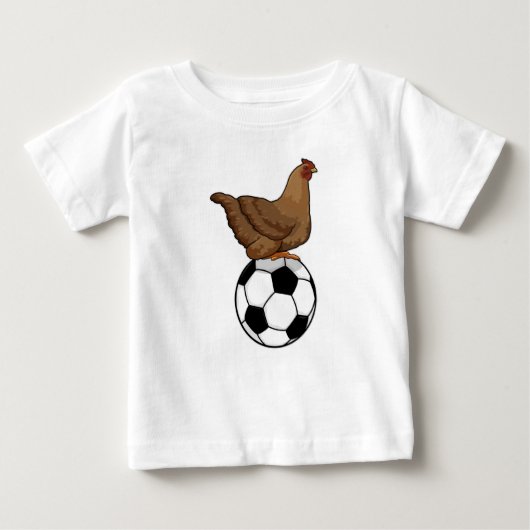サッカースポーツで鶏を飼う ベビーTシャツ (正面)