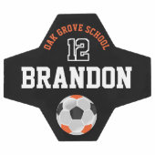 サッカースポーツのパーソナライズ – オレンジ、黒と白 サッカーボール (フラット)