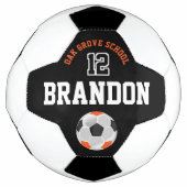 サッカースポーツのパーソナライズ – オレンジ、黒と白 サッカーボール (正面)