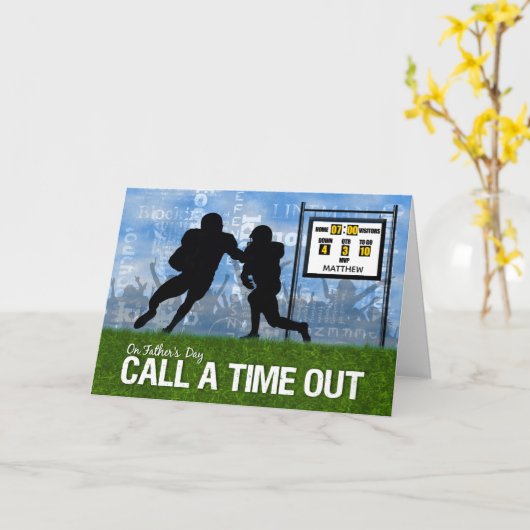 サッカースポーツをテーマにした父の日の名前 カード (黄色い花)