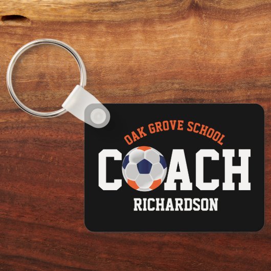 サッカースポーツコーチ – オレンジと青 キーホルダー (裏面)