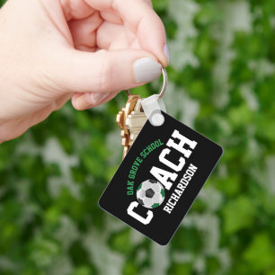 サッカースポーツコーチ – 緑と黒 キーホルダー