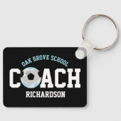 サッカースポーツコーチ – 青と黒 キーホルダー (正面)