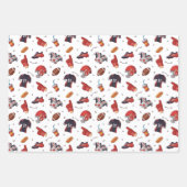 サッカースポーツシンボルパターンアスリート ラッピングペーパーシート (正面3)