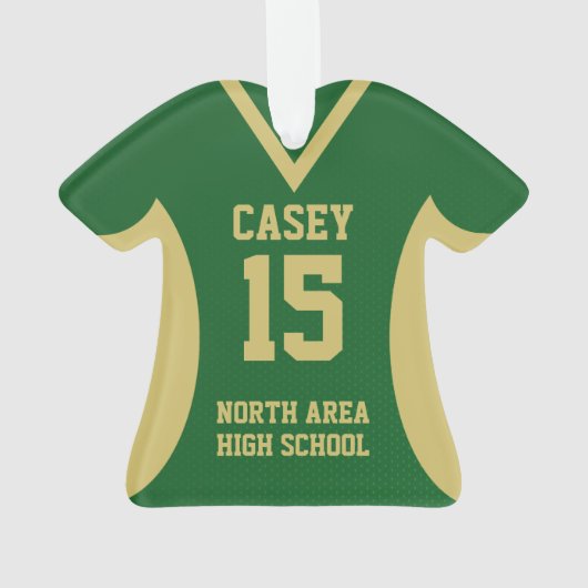 サッカースポーツジャージーグリーンと金ゴールド オーナメント (裏面)