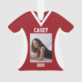 サッカースポーツジャージーレッド写真付 オーナメント (裏面)