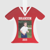 サッカースポーツジャージーレッド写真付 オーナメント (裏面)