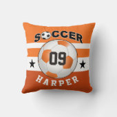サッカースポーツジャージー名前をカスタムする番号|オレンジ クッション (裏面)