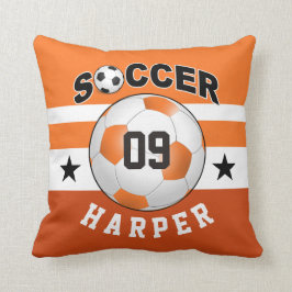 サッカースポーツジャージー名前をカスタムする番号|オレンジ クッション