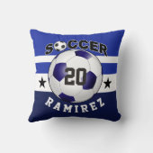 サッカースポーツジャージー名前をカスタムする番号|コバルト クッション (裏面)