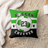 サッカースポーツジャージー名前をカスタムする番号|緑 クッション (ブランケット)