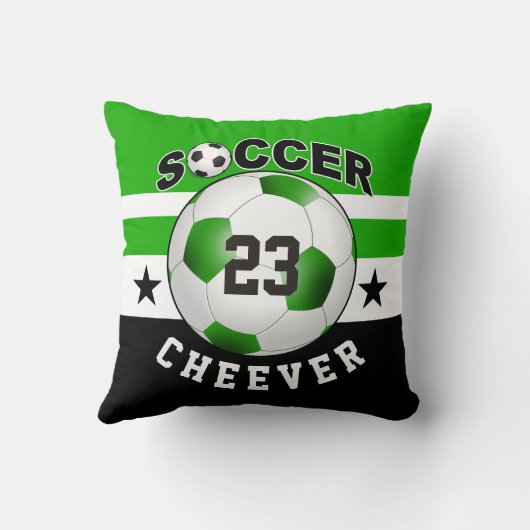 サッカースポーツジャージー名前をカスタムする番号|緑 クッション (裏面)