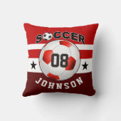 サッカースポーツジャージー名前をカスタムする番号|赤 クッション (裏面)