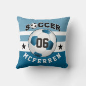 サッカースポーツジャージー名前をカスタムする番号|青 クッション (裏面)