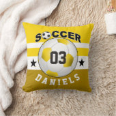 サッカースポーツジャージー名前をカスタムする番号|黄色 クッション (ブランケット)