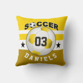 サッカースポーツジャージー名前をカスタムする番号|黄色 クッション (裏面)