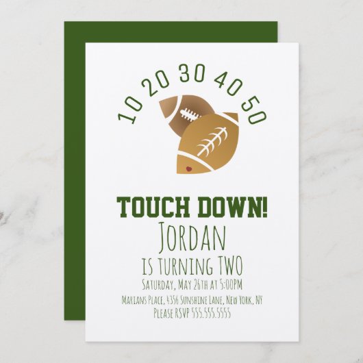 サッカースポーツタッチダウンテールゲーティング誕生日クラフト 招待状 (正面/裏面)