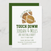 サッカースポーツタッチダウン赤ちゃんシャワーの尾行 招待状 (正面/裏面)