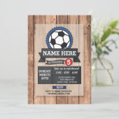 サッカースポーツパーティーサッカーボール誕生日招待状 招待状 (スタンド正面)