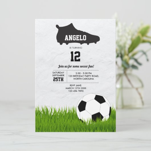 サッカースポーツボール子供の誕生日 招待状 (スタンド正面)