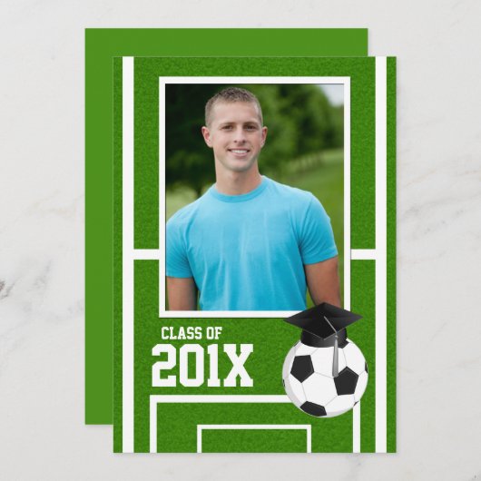 サッカースポーツ卒業招待状発表 招待状 (正面/裏面)