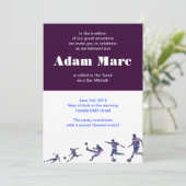 サッカースポーツ招待状バー（ユダヤ教の）バル・ミツバーユダヤブルー 招待状 (スタンド正面)