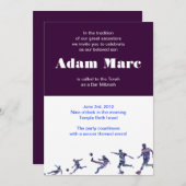 サッカースポーツ招待状バー（ユダヤ教の）バル・ミツバーユダヤブルー 招待状 (正面/裏面)